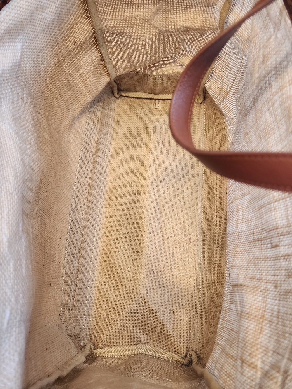 Brahmin Meredith tote bag featuring burlap construction  croc-embossed leather - Picture 11 of 16